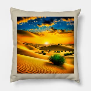 Golden hour in desert Pillow