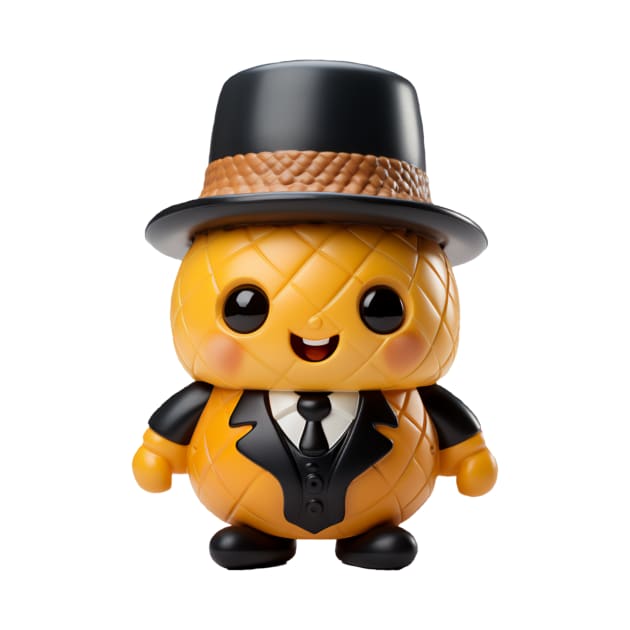 Cute Kawaii Office Pineapple with Top Hat by Cuteopia Gallery