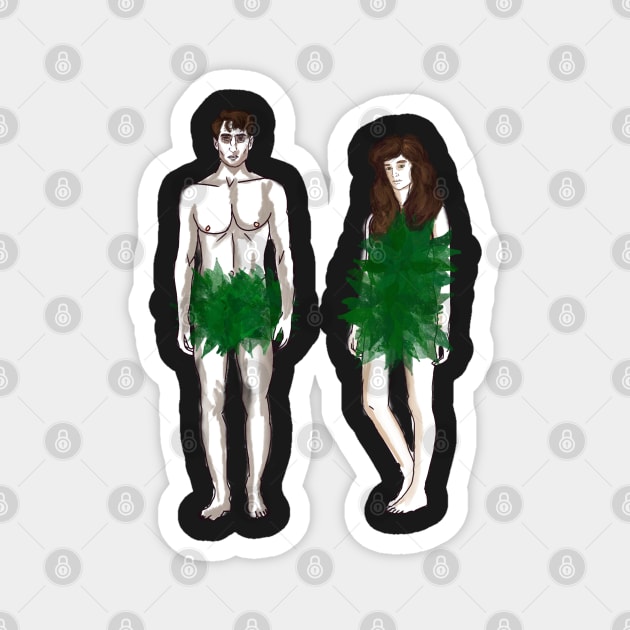 Adam and Eve Magnet by HappyRandomArt