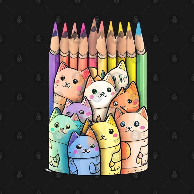 Colorful Cat Kitten Lover - Funny Crayon Cat by Matthew Ronald Lajoie