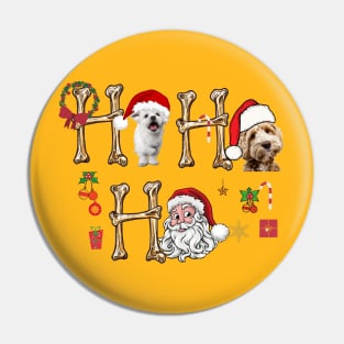 HO HO HO Christmas Dogs Shirt Santa Claus Gift Present Pin