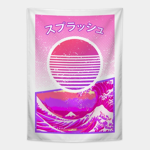 Japanese Splash Vaporwave Tapestry by Widmore