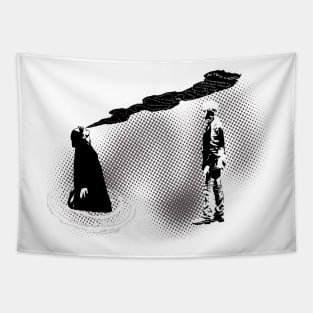 Exorcising Demons - Black and White Tapestry