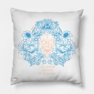 Skull flowers Blue/orange edition Pillow