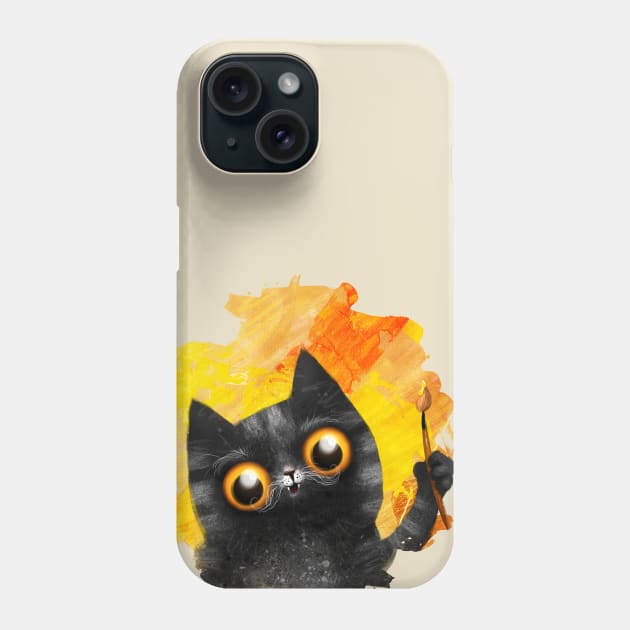 Cute black cat painter Phone Case by Marysha_art