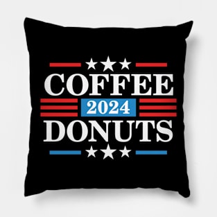 Coffee  Donuts 2024 - Funny Presidency Election Pillow