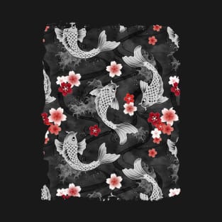 Koi sakura blossom in black T-Shirt