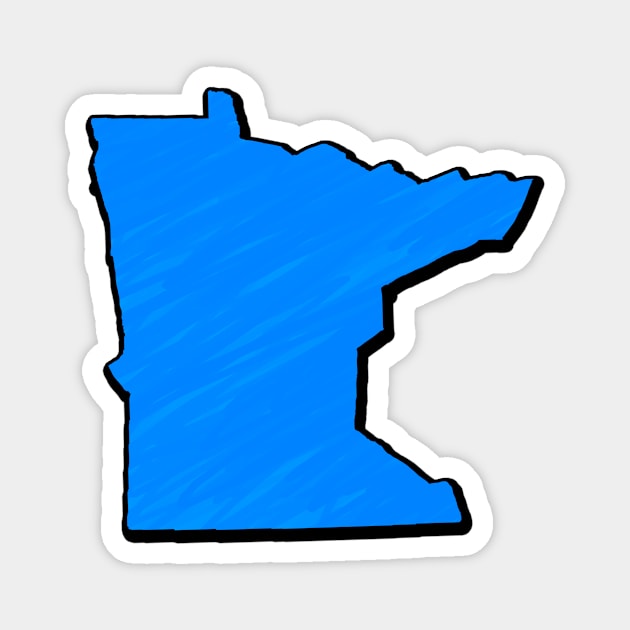 Bright Blue Minnesota Outline Magnet by Mookle