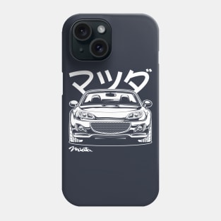 Miata MX-5 Line Art (White Print) Phone Case