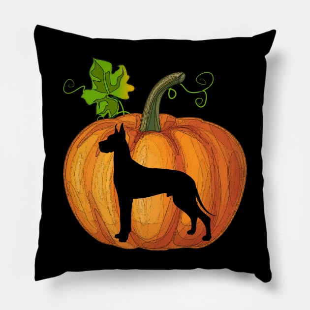 Great dane in pumpkin Pillow by Flavie Kertzmann