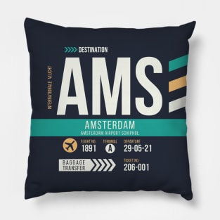 Amsterdam (AMS) Airport Code Baggage Tag Pillow