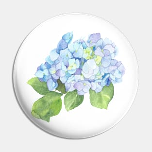 Blue Hydrangea, floral watercolor painting Pin