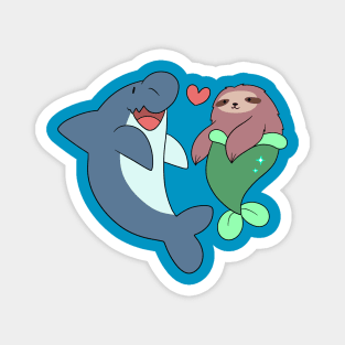 Shark and Mermaid Sloth Magnet