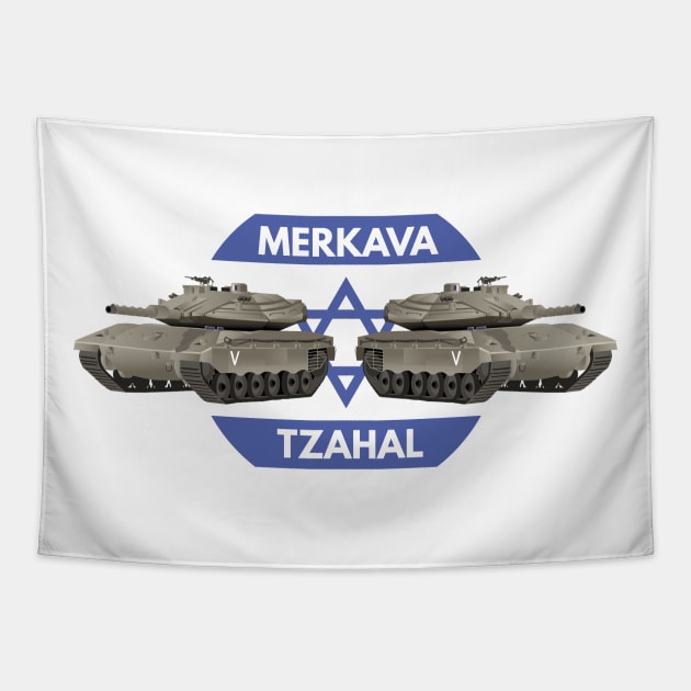 Israeli Tanks Merkava with Flag Tapestry by NorseTech