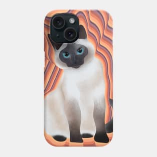 Siamese cat with a firey background Phone Case