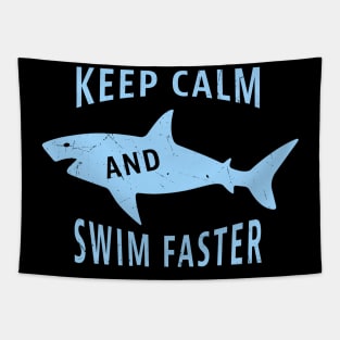 Swim Faster Funny Shark Swimming Gift Tapestry