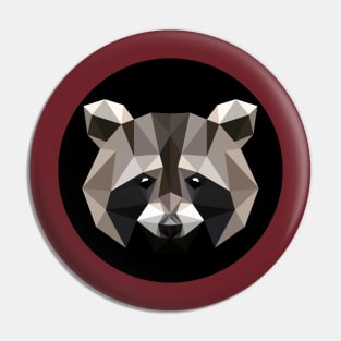 Raccoon In Polygonal Style. Geometric Portrait Of A Raccoon Pin