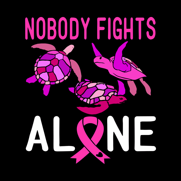 Nobody Fights Alone Turtles Pink Breast Cancer Women by KhanhVan