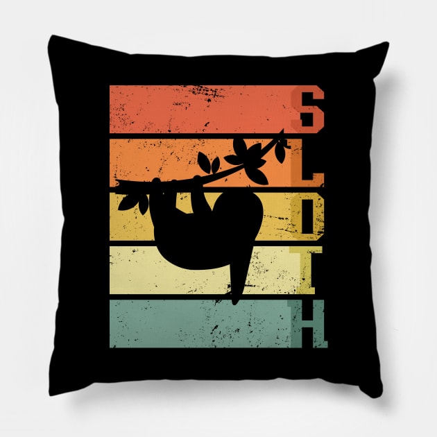 Retro Sloth Pillow by shirtsyoulike