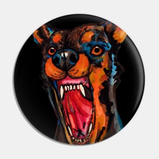 Angry watercolor doberman dog Pin