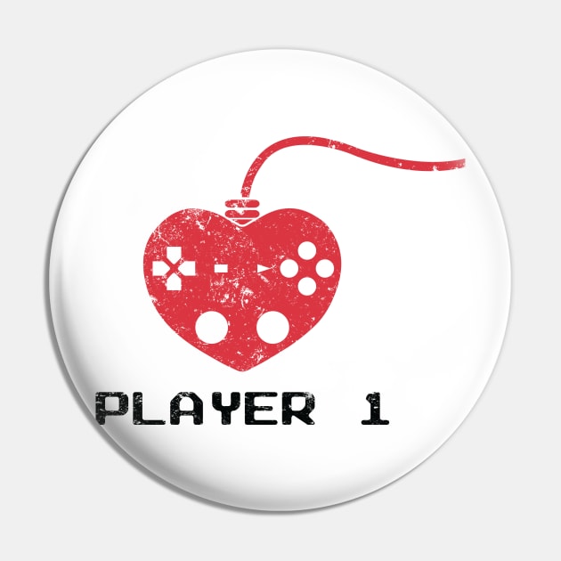 Video Gamer Heart Controller Player Valentines Couple TShirt Pin by Freid