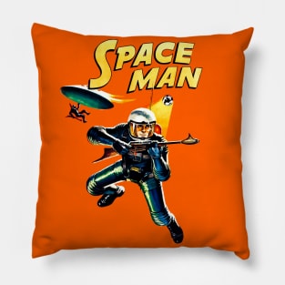 Astronaut Vintage Spaceship Science Fiction Flying Saucer Ufo Space Man Comic Pillow