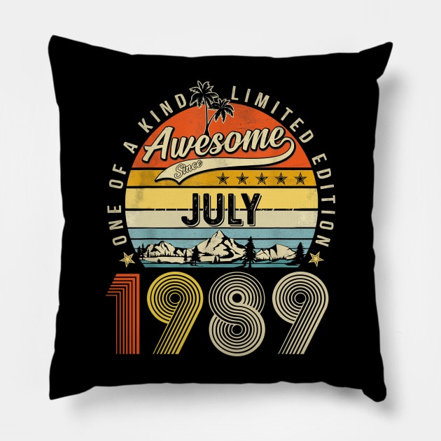 Awesome Since July 1989 Vintage 34th Birthday Pillow by louismcfarland