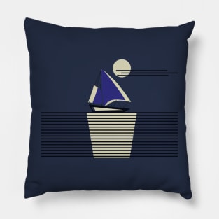 Sailing Boat Moon Night Seascape Pillow