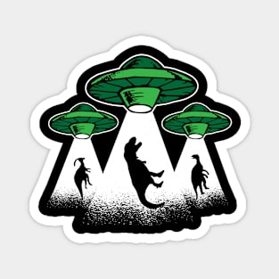 Alien Abduction - Funny Dinosaur Lover UFO Spacecraft Dino Magnet