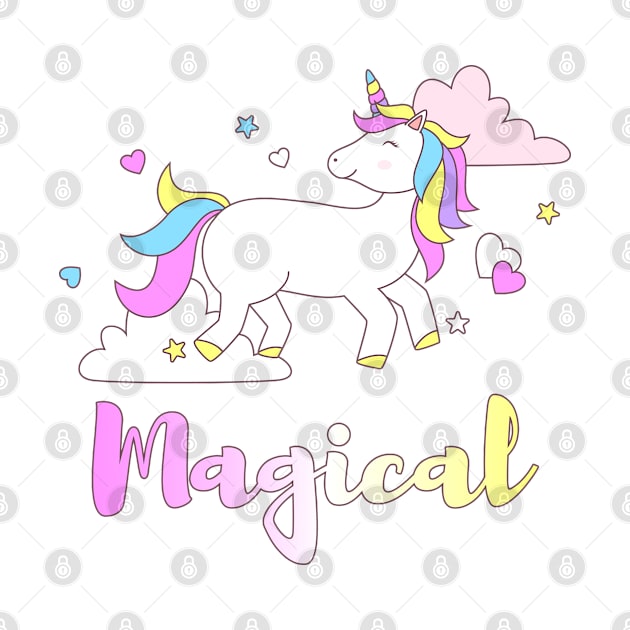 Magical Cute Unicorn in the Clouds by Teeziner