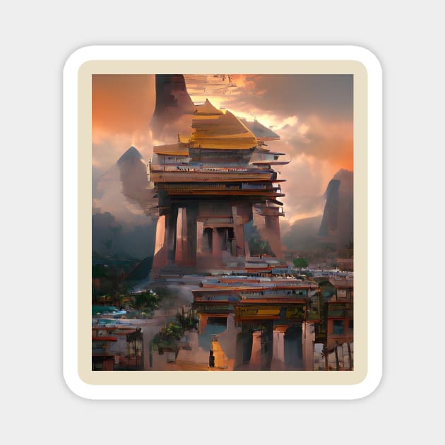 Stone Temple of the Gods Magnet by King Leo Designs