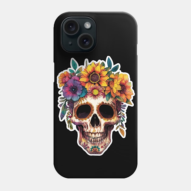Flower Skull Phone Case by JunkyDotCom