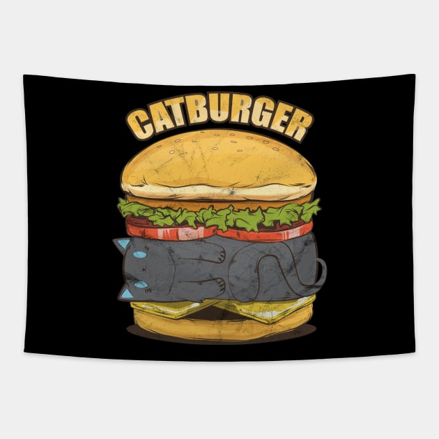 Cat Burger Kitty Cat Lady Gift Tapestry by avshirtnation