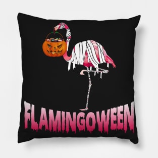 Flamingoween  Flamingo Mummy Costume Happy Hallowe Pillow