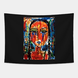 Red moon girl Tapestry