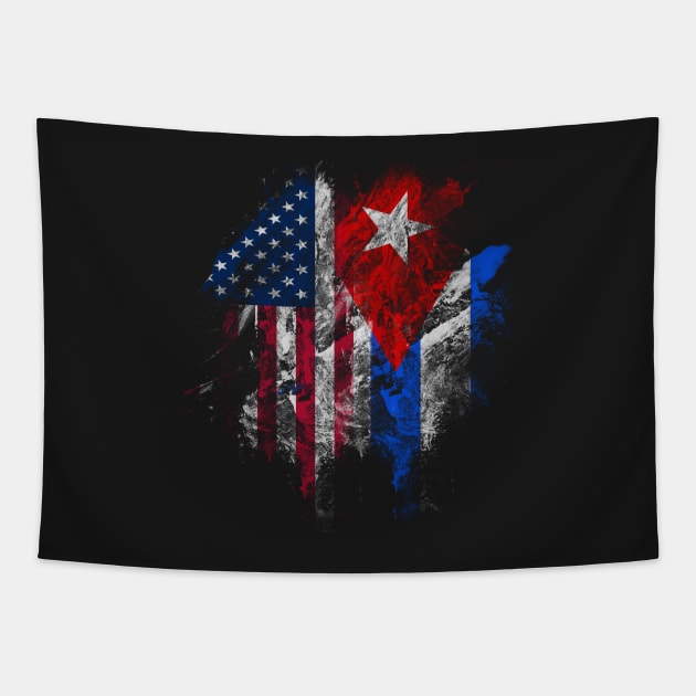 American and Cuban Flags Tee Tapestry by pavelrmata