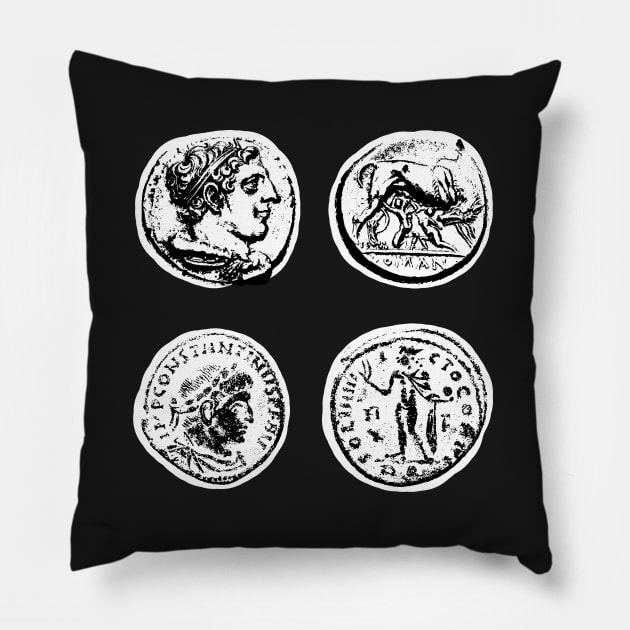 Metal detectorist Roman coin Pillow by Diggertees4u