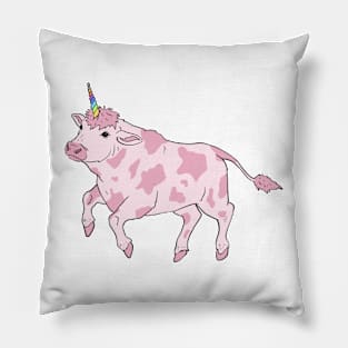 Funny Pink Cow Unicorn Pillow