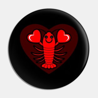 Lovester Funny Cute Kawaii Heart Shaped Lobster Pin