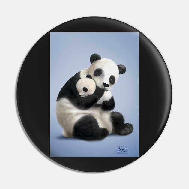 Panda and her baby Pin by AudreyJanvier