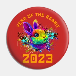 Chinese New Year 2023 Year of the Rabbit Horoscope Pop Art Pin