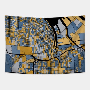 Tacoma Map Pattern in Blue & Gold Tapestry