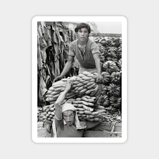 Vintage photo of Banana Loaders in Ecuador Magnet