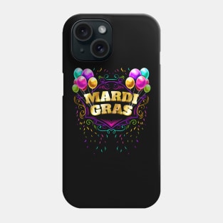 Ballons And Yellow Golden Lettering For Mardi Gras Phone Case