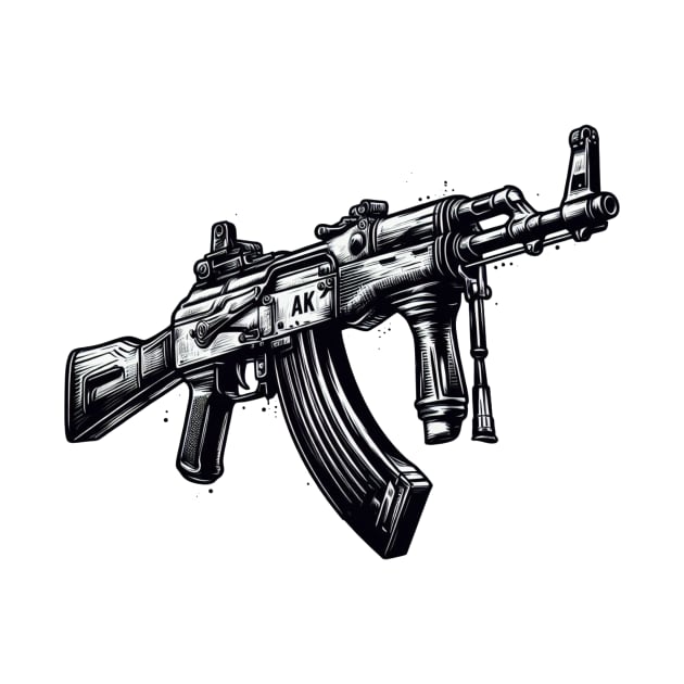 Iconic AK-47 Sketch: Artistry Meets Firepower by BattlegroundGuide.com