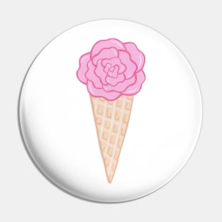 Pink flower ice cream cone Pin