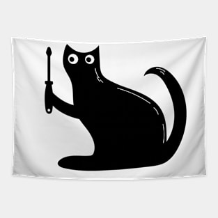 screwdriver Lockdown Cat Tapestry