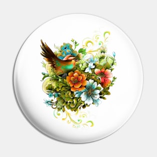 The beauty of birds and flowers together Pin