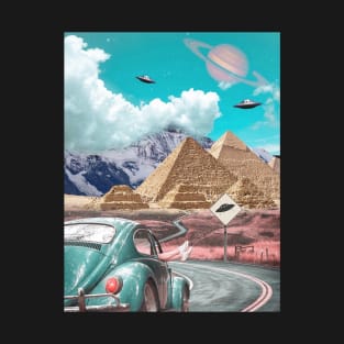 UFO Volkswagen Pyramids "Roadtrip" Art by Cult Class T-Shirt