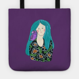 Girl with a bird Tote